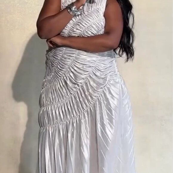 Georgia Hardinge Fossil Dress | Ivory Metallic | US 14 - Picture 5 of 10